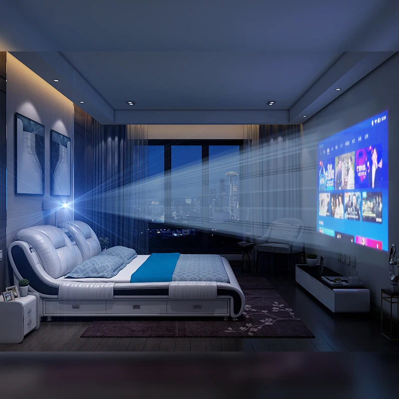 Genuine Leather Bed Multifunctional Beds Ultimate Massage Camas with Bluetooth,Speaker,Safe,Air Cleaner,...