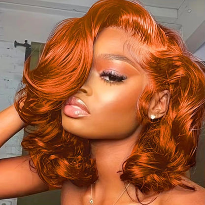 Ginger Wig Human Hair Orange Body Wave Bob Wig Glueless Wig 4x4 Hd Bob Lace Frontal Closure Wigs Human Hair Pre Plucked #350