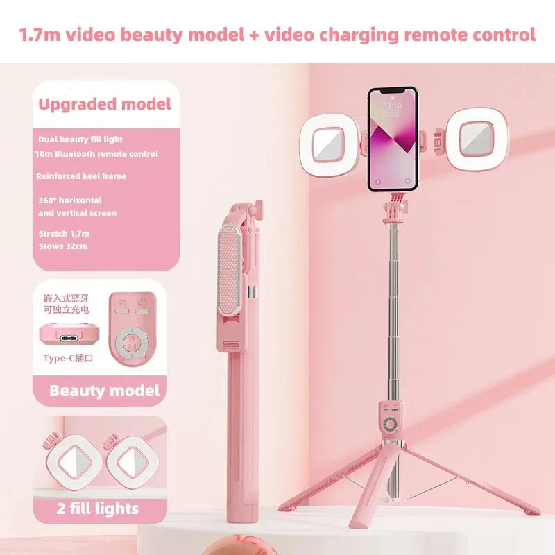 Selfie Stick Tripod 360°/180° Rotating Selfie Stick Phone Holder with Wireless Bluetooth Remote Extendable Tripod Selfie Stick