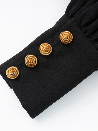 TWOTWINSTYLE Fashion Slimming Spliced Sequins Blazers for Women Lapel Long Sleeves Tunic Patchwork Metal Buttons Blazer Female