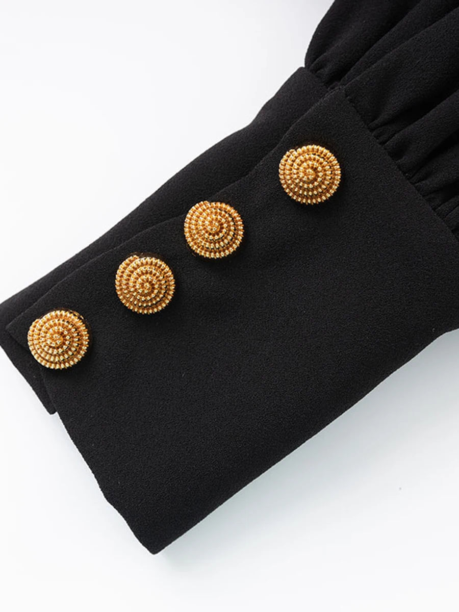 TWOTWINSTYLE Fashion Slimming Spliced Sequins Blazers for Women Lapel Long Sleeves Tunic Patchwork Metal Buttons Blazer Female