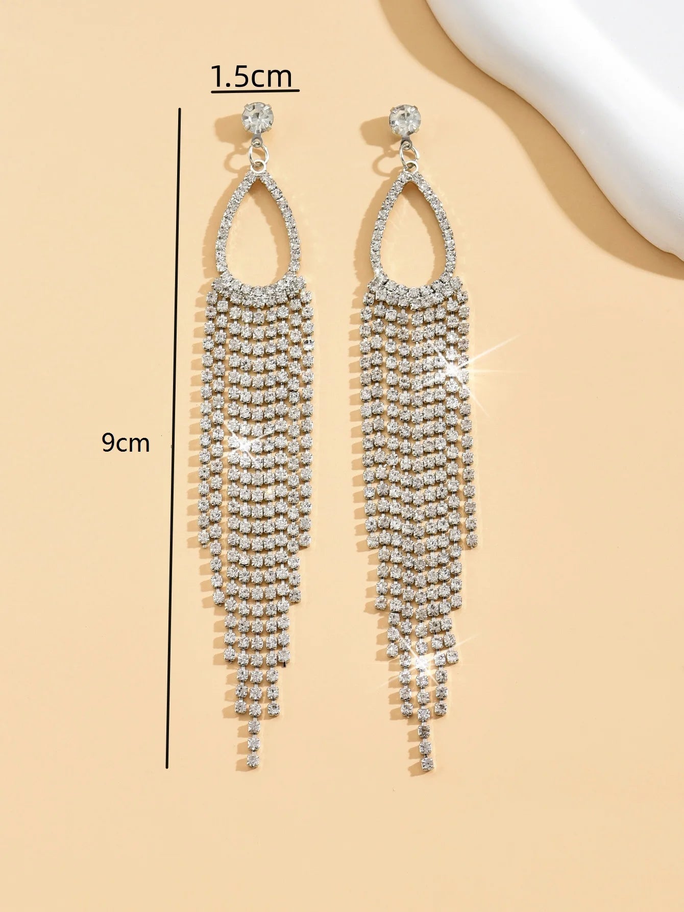 2pcs of women's jewelry rhinestone tassel earrings  luxurious fashion accessories for wedding parties