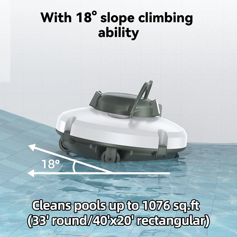 Redkey S100 Cordless Robotic Pool Cleaner Vacuum IPX8 Waterproof 5200mAh Recharge 130 Mins Self-Parking Swimming Pool Cleaner