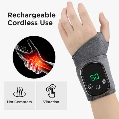Electric Heating Wrist Massager Hot Compress Vibration Wrist/Ankle Brace Hand Wrist Guard Heating Pad Rechargeable Wristband