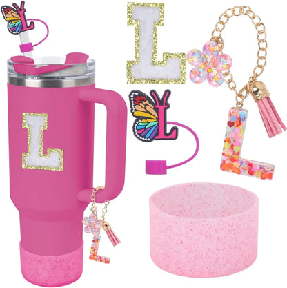 Accessories for Stanley Cup 40oz 30oz Letter Charms for Handle Silicone Boot,Straw Cover Topper & Sticker Charms