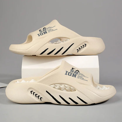 Comwarm New Men Massage Slippers Slides Indoor Outdoor Sandals Beach Casual Shoes Comfortable Sole Men's Slippers Big Size 38-47