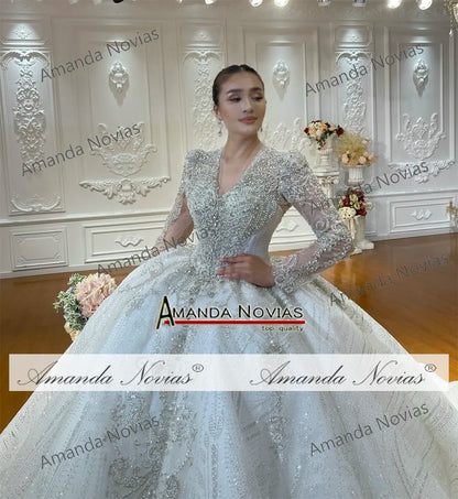 Customized NS4976 Beautiful V-neckline Beading Wedding Dress 2026 New Design Real Photo - Kimlud