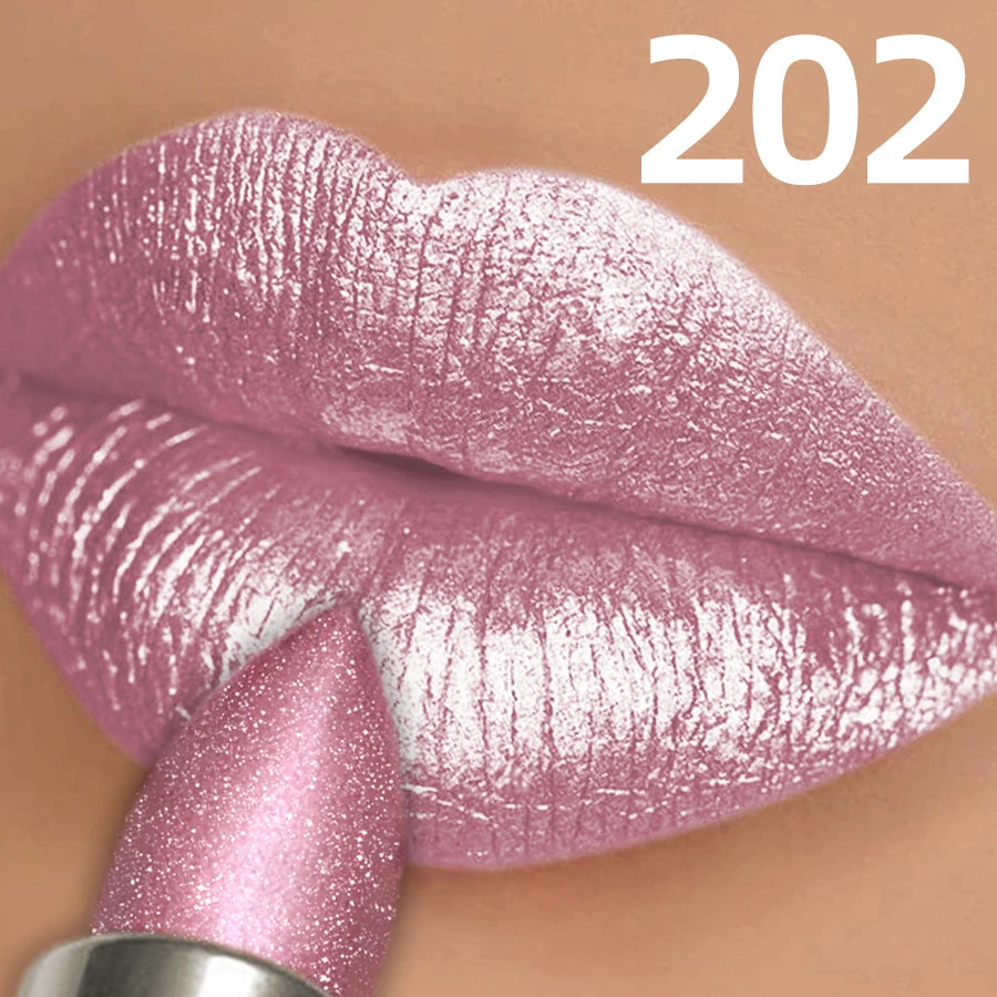 Metallic Glitter Lipstick 3 Color Waterproof Lip Balm Red Long Last Lip Tint Matte Lip Makeup Gifts Shiny Lip Gloss...