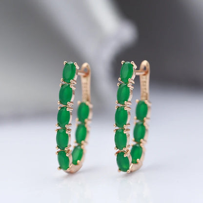 Kinel Hot Emerald Oval Cut Zircon Long Drop Earrings Natural Zircon With 585 Rose Gold Women Earrings Fashion Wedding Jewelry