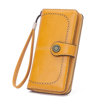 Women/Men Retro Long Wallet PU Leather Function Luxury Design Long Zipper Handbags Cowhide Card Bags Female Fashion Purse