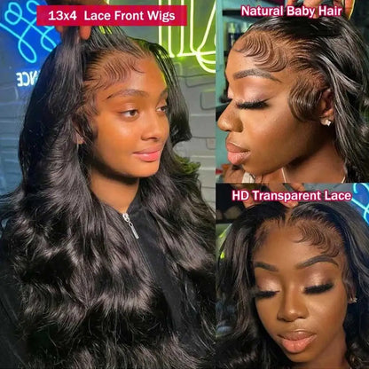 13x6 Lace Front Wigs Human Hair 250 Density Hd Body Wave Lace Frontal Human Hair Wigs For Women Glueless Pre Plucked Black Wig