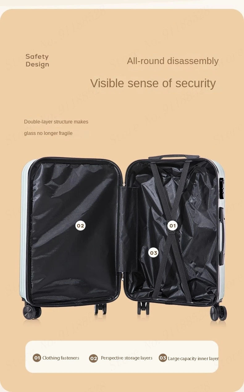 Large Capacity Suitcase Lightweight Suitcase Set 20 Inch Carry on Cabin Suitcase Trolley Luggage with Cup Holder