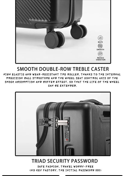 Suitcase Luggage Stylish Business Suitcase with Cup Holder Compact 20-inch Lightweight Carry-on - Kimlud