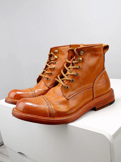 High End Handmade Goodyear-Retro Washed Men's Boots Casual Workwear Launched