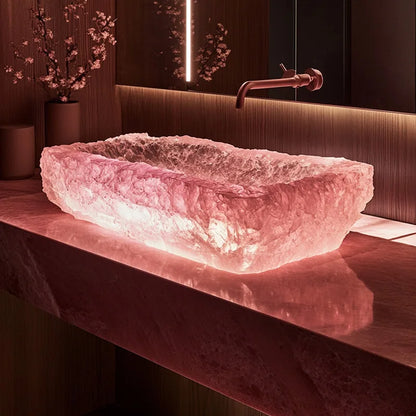 Resin dream crystal stone wash basin custom sales office model room bathroom single basin art table basin - Kimlud