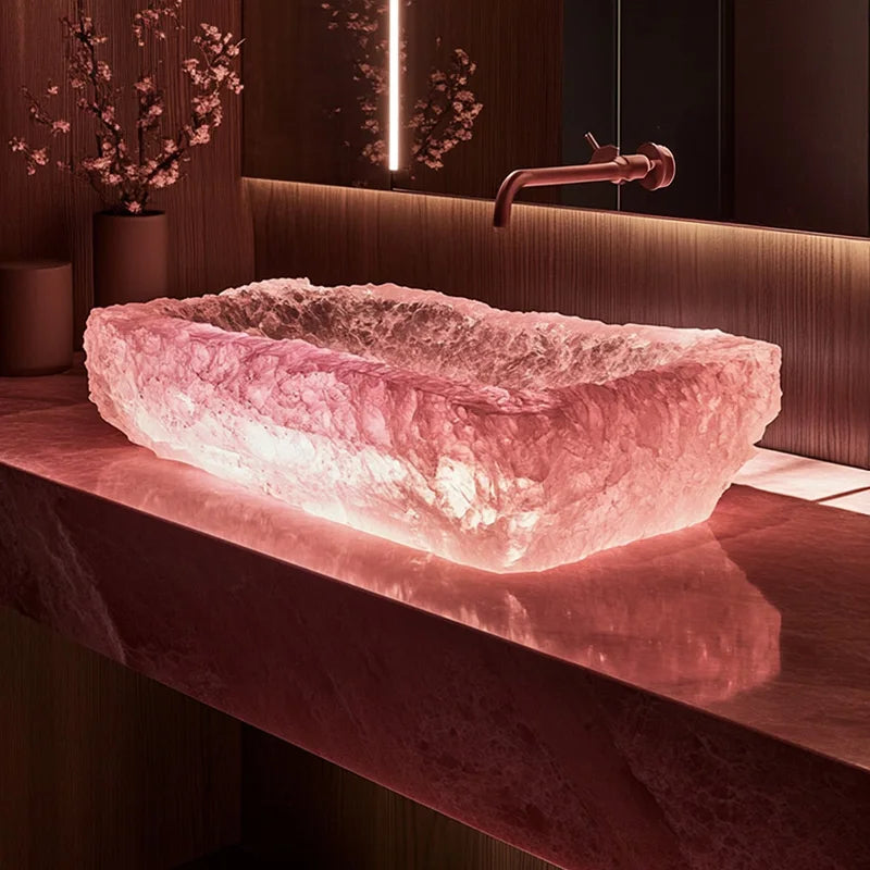 Resin dream crystal stone wash basin custom sales office model room bathroom single basin art table basin - Kimlud