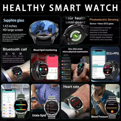 2025 New For Huawei ECG+PPG Laser Treatment Health Smart Watch Three highs Clock Blood pressure Heart rate Men HD Call Bracelet