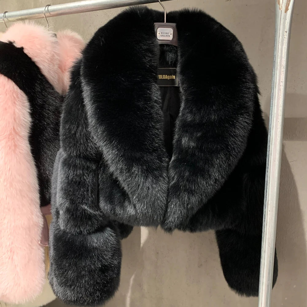 # Real Fox Fur Jacket Lady Real Fox Fur Coat Short Female Long Sleeve Natural Fur Cloth with Collar