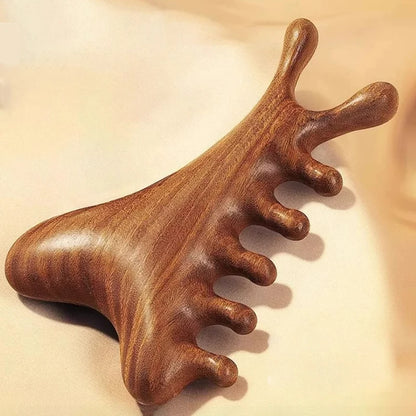 Head Body Massager Neck Face Health Care Massage Tool Meridian Scalp Four-in-one Sandalwood Comb  Massage Acupoint Nose Scraper