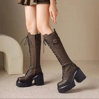 Super High Heel Knight Boots Women Show Skinny Thigh Boots Autumn Winter High Tall Women Platform