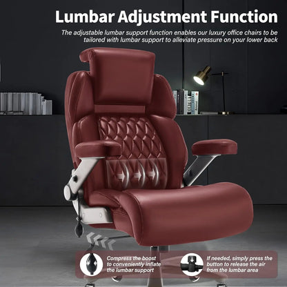 Big and Tall Office Chair 700lbs - Adjustable Headrest&Lumbar Support, 3D Flip Arms, Large Wheels &Heavy Duty Metal Base