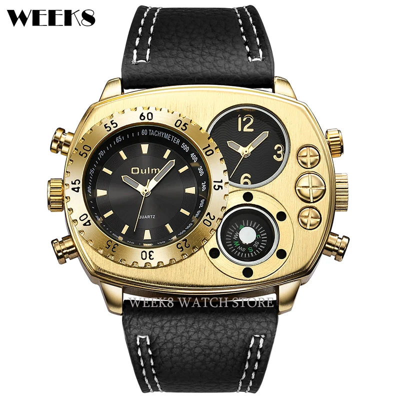 Luxury Sports Watches for Men Top Brand Casual Military Big Dial Cool Man Unique Wristwatch Male Decorative Compass Quartz Clock