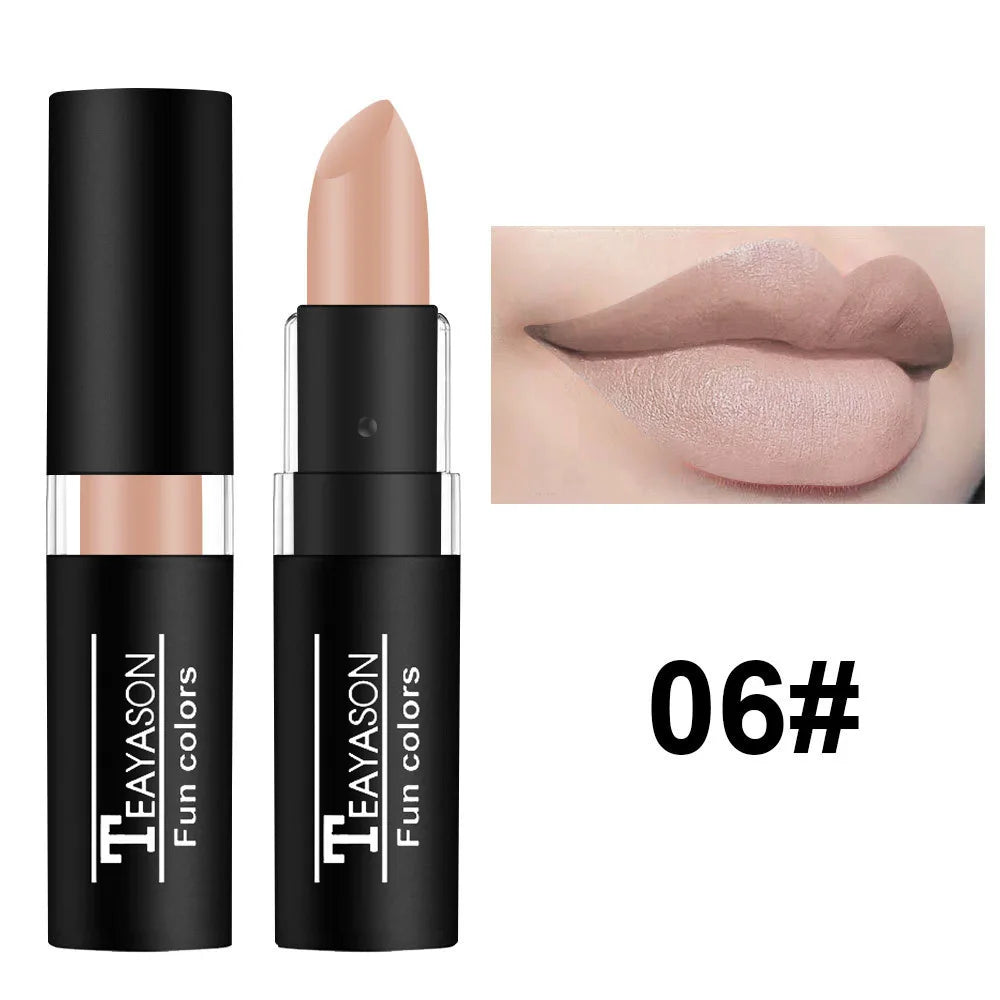 Punk Dark Wine Red Lipsticks Waterproof Easy To Color Makeup Sexy Red Lipstick Matte White Black Lip Gloss Facial Body...