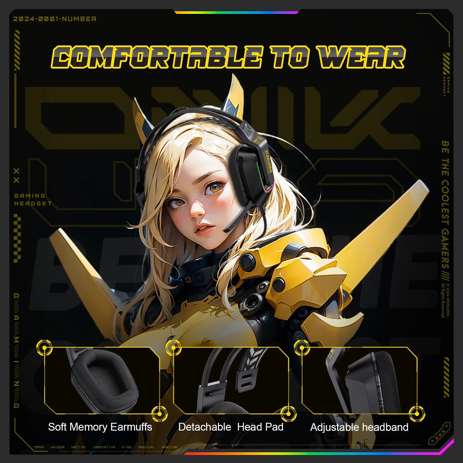 ONIKUMA X13 Wired Headphone with Mic RGB Gaming Headset Over Ear HIFI Stereo Headsets Gamer Earphones for PC PS5