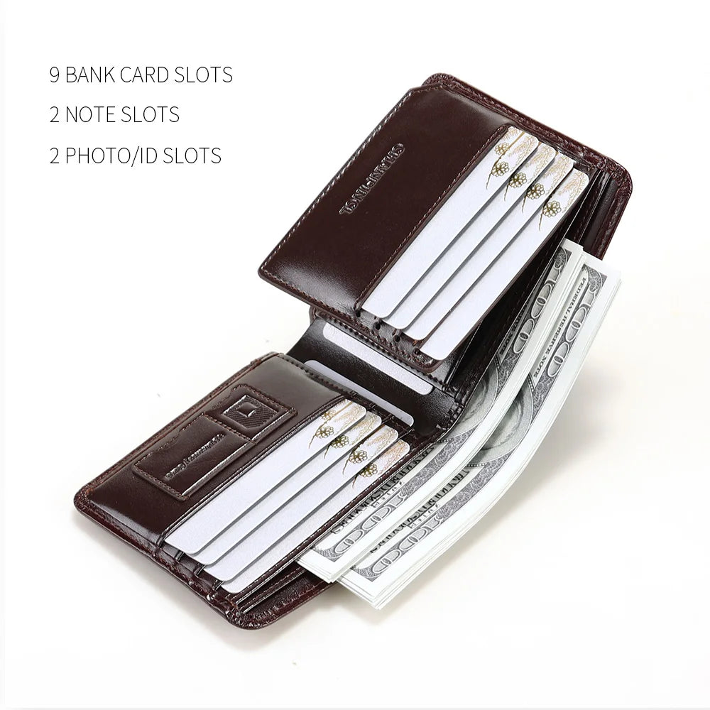 CHANPINCL Genuine Cow Leather Men Wallet Luxury Short Tri-Fold First Layer Cowhide Purse Male Business Horizontal Fashion