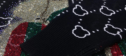 Fashion Bear Diamonds Side Stripe Pant Sets Women Autumn Tracksuit Zipper Sweater Loose Casual Two Piece Sets Womens Outifits - Kimlud