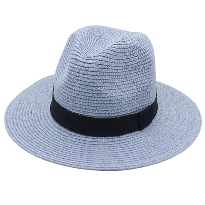Spring and Summer Hot Selling Panama Straw Hat Square Black Ribbon Korean Style Hat for Men and Women Jazz Hat Panamahat