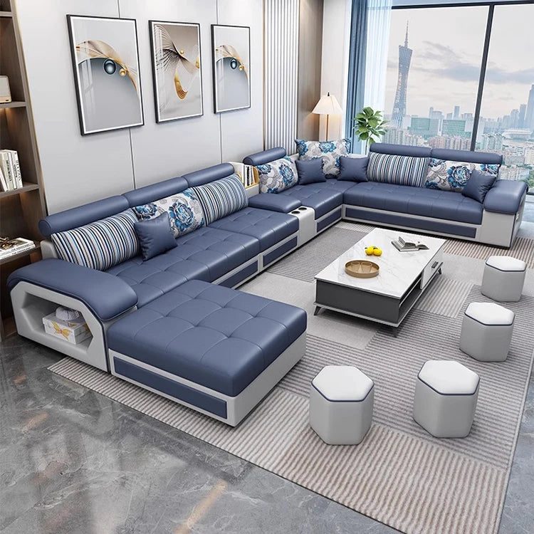 #For Modern Multifunctional U-Shaped Sofa Set Living Room Furniture Corner Sofa with Speakers 7 Seater Fabric Sofa Set*...