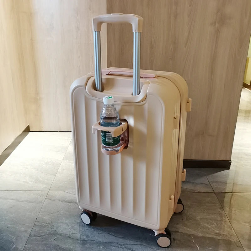 Large Capacity Suitcase Lightweight Suitcase Set 20 Inch Carry on Cabin Suitcase Trolley Luggage with Cup Holder