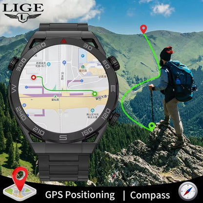 LIGE New NFC Smart Watch Men GPS Tracker Sport Fitness Men Watch For Android IOS Wireless Call ECG+PPG Health Monitor Smartwatch