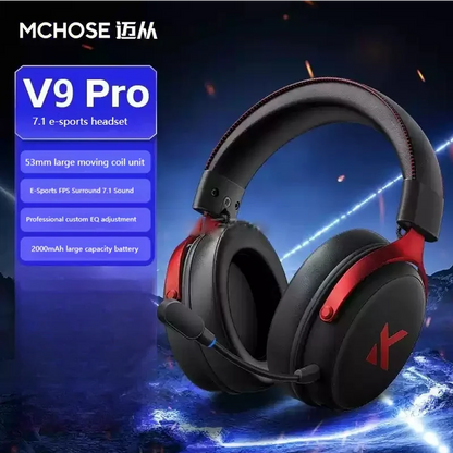 Mchose V9 Pro E-Sports Gaming Headphone Bluetooth Tri-Mode Wireless 7.1 Noise Reduction Moving Coil Low Latency Mic Headphone