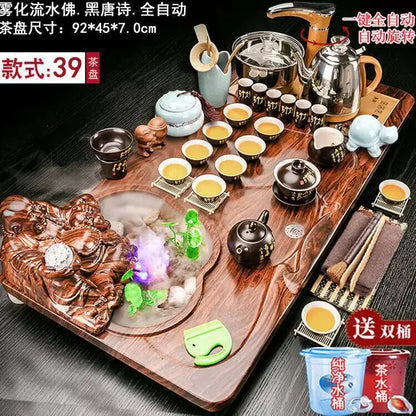 Luxury Rectangle Tea Tray Hospitality Ceremony Serving Accessories Drainage Tea Tray Chinese Kung Fu Bandejas Home...
