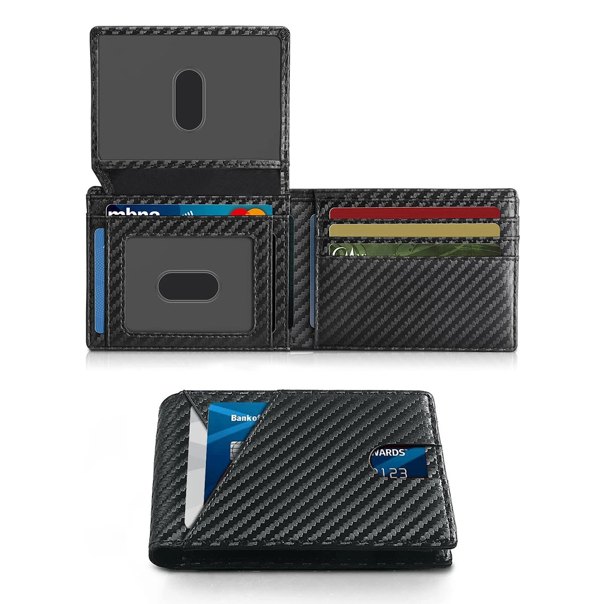 RFID Carbon Fiber Ultra-thin Trifold Wallet Simple Front Pocket Design Wallet Multi-function Portable 8 Card Slots Men's Wallet