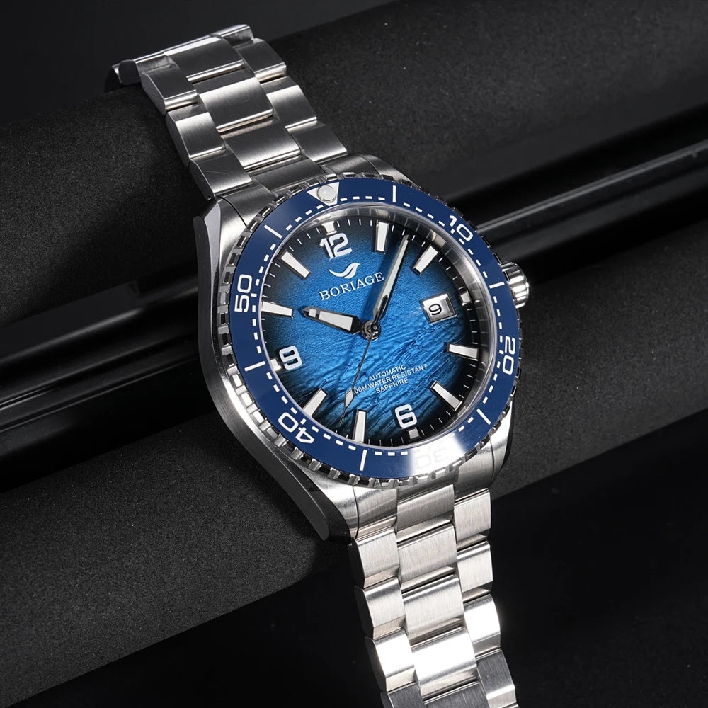 BORIAGE NH35 Automatic Mechanical Watches Luxury Men's Watch Stainless Steel Water resista 100m Dive Watches Luminous Wristwatch
