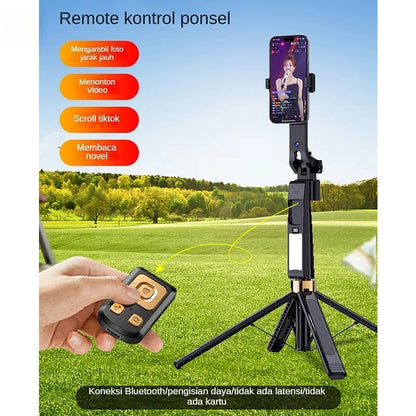 CL12P 180CM Selfie Stick Auto AI Face Tracking Quad Stand 360 Rotation Gimbal Tripod Stabilizer with LED Fill Light