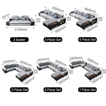 Modern Leather U-shaped Combination Sofa Bed 7-piece Furniture Living Room Fabric Velvet Sofa Home Manufacturer | Kimlud...