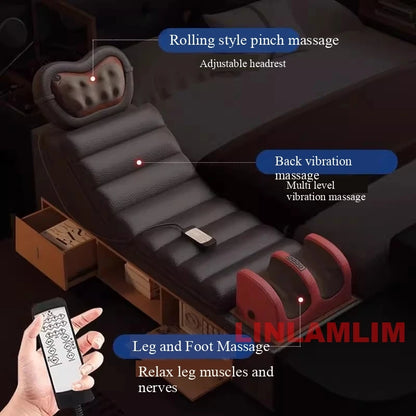 Luxury Tech Smart Multifunctional Bed with Massage Chair, Bluetooth Speakers, Projector, USB – Modern Upholstered King Size Bed