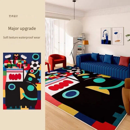 VIKAMA Ins Dopamine Abstract Living Room Sofa Rug Advanced Sound Insulation Waterproof Non-Slip Bedroom Bed Cushion Home Decor - Kimlud