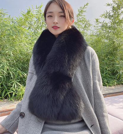 Luxury Real Fox Fur Collar Scarf For Women Winter Warm Genuine Fur Shawls And Wraps Neck Warmer Fur Scarves Female Scarfs Coat