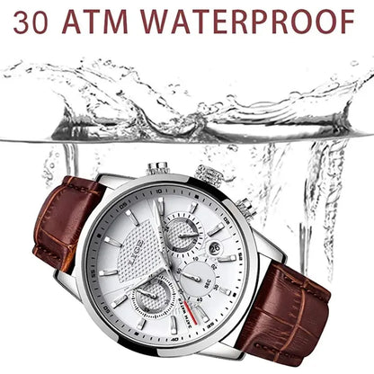 LIGE Watches Men 2025 Top Brand Luxury Casual Leather Quartz Men Watch Man Business Clock Male Sport Waterproof Date Chronograph