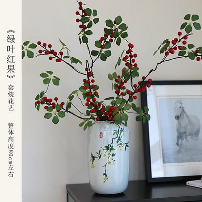 Chinese ceramic vase ornament, living room entrance floral art, home hydroponics creative simple round housewarming gift flower