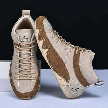 New Autumn 2024 Handmade Leather Men Boots Design Sneakers Man Breathable Casual Leather Shoes Men Ankle Boots Outdoor Fashion