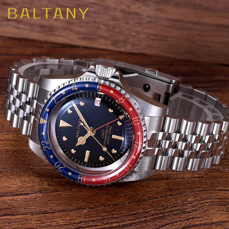 Baltany 39MM 1957s GMT Master Homage Watch Man S6074 NH34 Automatic Dome Sapphire 20ATM Stainless Steel Bracelet Sports...