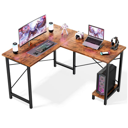 JHK 50 Inch L Shaped Desk Computer Gaming Desks Corner Office Table with CPU Shelf for Home Study Writing Work Station for Offic