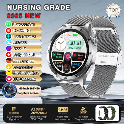 2025 New For Huawei ECG+PPG Laser Treatment Health Smart Watch Three highs Clock Blood pressure Heart rate Men HD Call Bracelet