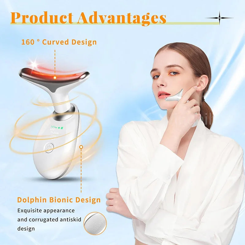 7 Colors Anti Wrinkle Facial Massager Neck Face Beauty Device Skin Tighten Facial Lift Device Reduce Double Chin Skin Care Tool